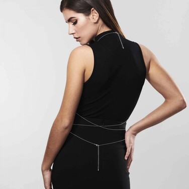 Ланцюжок портупея Bijoux Indiscrets Magnifique Bra Chain - Gold, прикраса на тіло