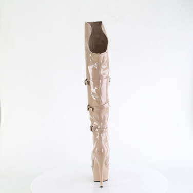 Ботинки Delight-3018, каблук 6 дюймов, ремни с тройной пряжкой 1 3/4 дюйма, бежевый, с ремешком OTK и боковой молнией