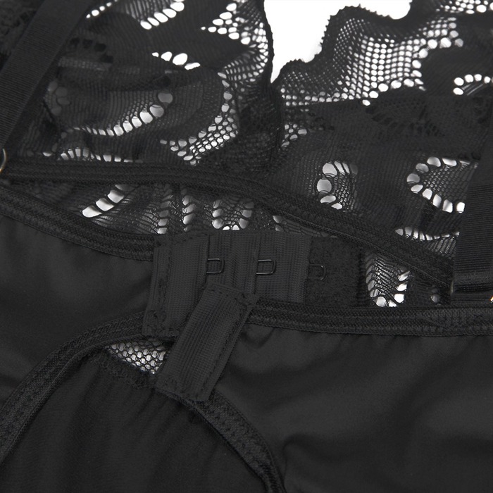 Пеньюар кружевной Star Night с трусиками, черный, XL