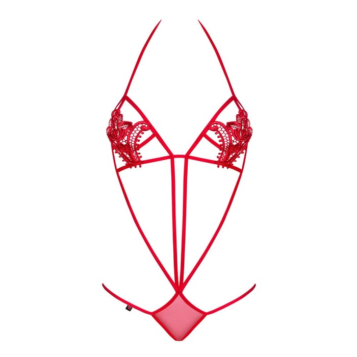 Боди Obsessive LUIZA Teddy Rood, с кружевом, красное, S/M