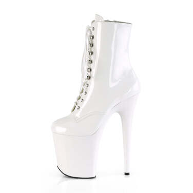 Чоботи Flamingo-1020 на підборах 8 дюймів, черевики до щиколотки зі шнурівкою 4 дюйми, блискавка збоку, білі