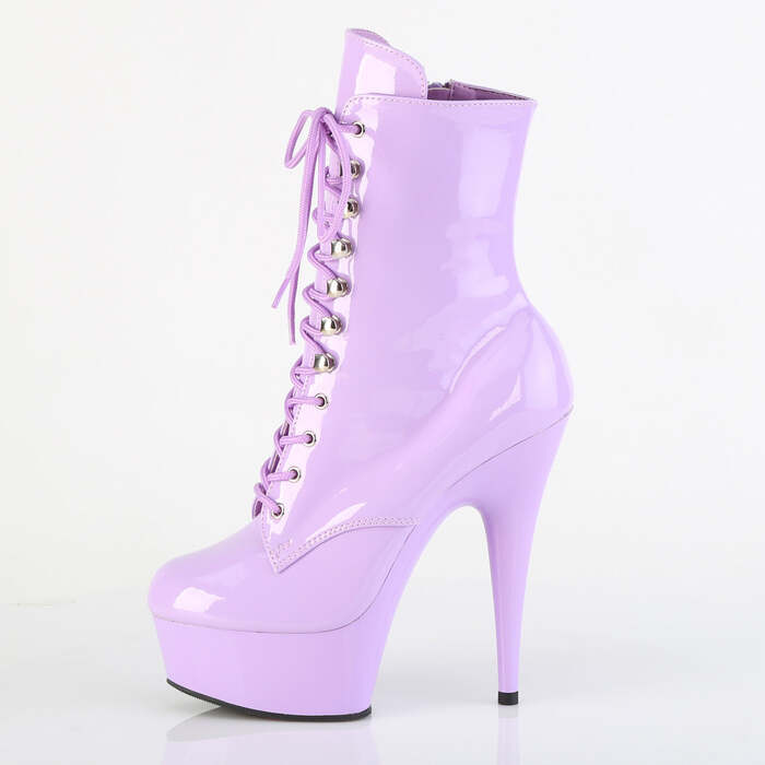 Ботильоны Delight-1020, каблук 6 дюймов, высота ботинок 3,5 см, шнуровка спереди, молния сбоку, лавандовый лак