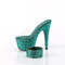 Шлепанцы Pleaser Bejeweled-712RS *Каблук 7 дюймов, 2 3/4 дюйма, декорированные шлепанцы PF RS с подходящей манжетой, прозрачные/зеленые стразы