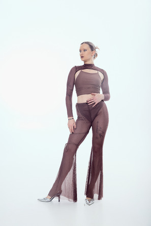 SILHOUETTE PANTS Mocha brown mesh_ коричневий мокко сітка