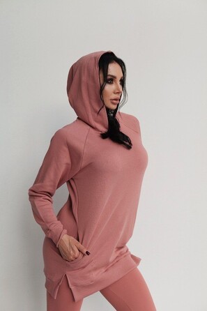 ХУДІ EVERYDAY HERO LONG SWEATSHIRT WITH A HOODIE OLD ROSE 580 Roze