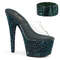 Шльопанці Pleaser Bejeweled-712RS *7 дюймів на підборах, 2 3/4 дюйма, прикрашені шльопанці PF RS з манжетою в тон, прозорі/смарагдово-зелені