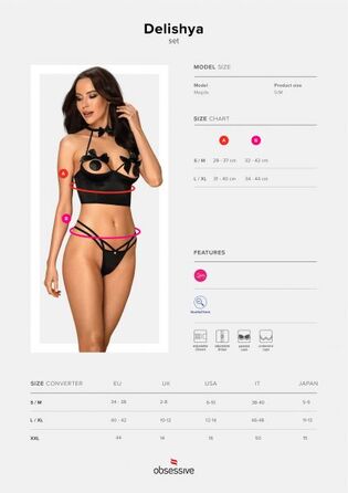Комплект Obsessive Delishya set 2-pcs black S/M