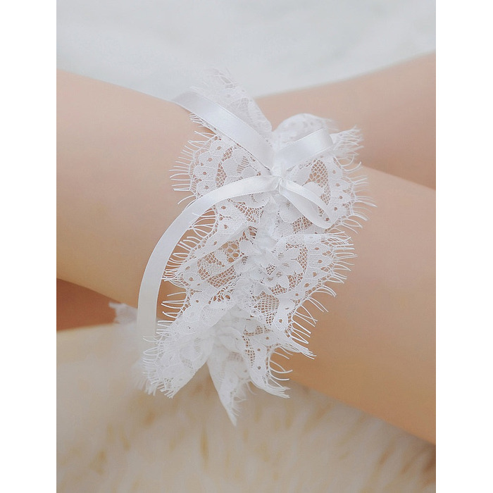 Белые кружевные подвязки Star Night с бантиками (без коробки)