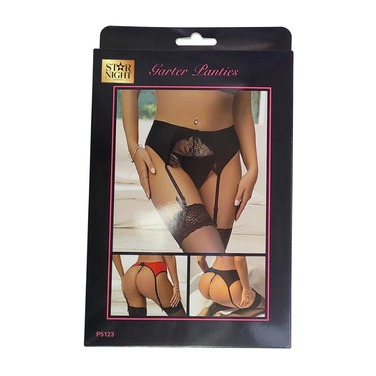 Червоний сексуальний мереживний пояс для панчіх Star Night у комплекті з трусиками