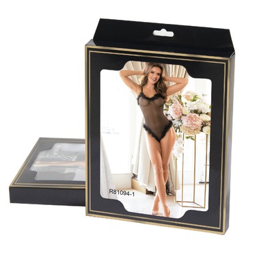 Сексуальное черное боди Star Night с искуственным лебединным пухом, XL