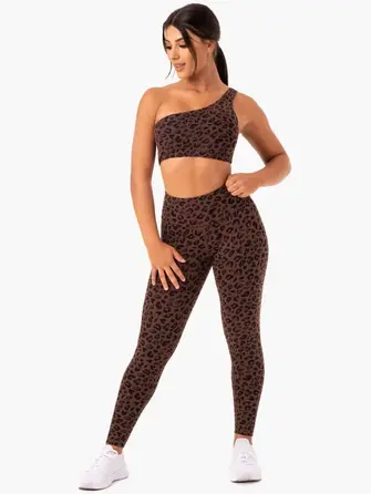Топ Ryderwear Adapt One Shoulder Sports Bra - Chocolate Leopard